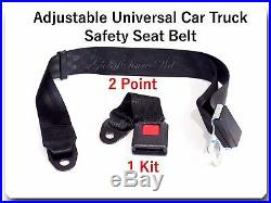 1 Kit Adjustable Universal Car Truck 2 Point Seat Belt Lap Safety Belt
