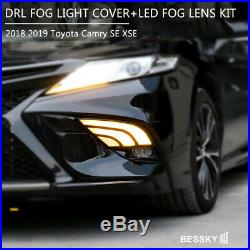 2018 2019 Toyota Camry SE XSE White Amber DRL Fog Light Cover+LED Fog Lens Kit