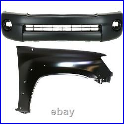 Bumper Cover Kit For 2005-2011 Toyota Tacoma Front 2pc with Fender
