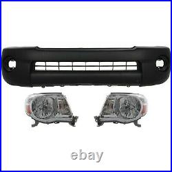 Bumper Cover Kit For 2005-2011 Toyota Tacoma Front 3pc with Headlight CAPA