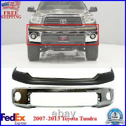 Chrome Steel Front Bumper + Upper Cover For 2007-2013 Toyota Tundra 2Pcs
