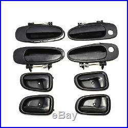Door Handle Black Outside Inside Front Rear Kit Set of 8 for 93-97 Corolla Prizm