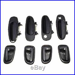 Exterior and Interior Door Handle Black Set of 8 Kit 93-97 for Toyota Corolla US