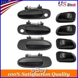 Exterior and Interior Door Handle Black Set of 8 Kit for 93-97 Toyota Corolla