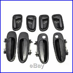 Exterior and Interior Door Handle Black Set of 8 Kit for 93-97 Toyota Corolla US