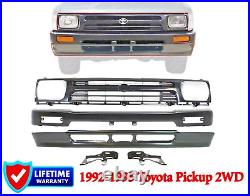 For 1992-1995 Toyota Pickup 2WD Grille + Bumper+Valance & Bracket Kit Front 5Pc