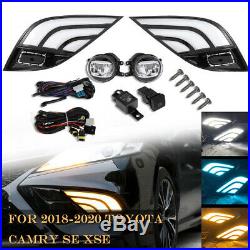 For 2018-2020 Toyota Camry SE XSE White Amber Blue DRL+LED Fog Lights Kit Set US