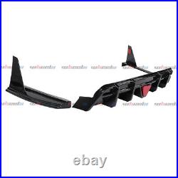 For 2018-24 Toyota Camry SE XSE Rear Bumper Diffuser With LED Gloss Black Painted