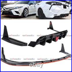 For Camry SE XSE 18-23 Red Line Front Bumper Splitter Lip+Rear Diffuser Winglet