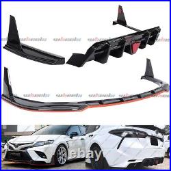 For Toyota Camry SE XSE 18-23 Front Bumper Splitter Lip + Rear Diffuser Winglet