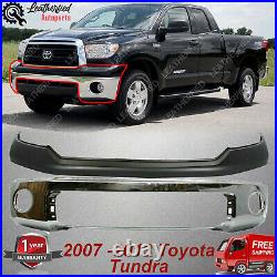 Front Bumper Chrome Steel + Upper Cover Primed For 2007-2013 Toyota Tundra