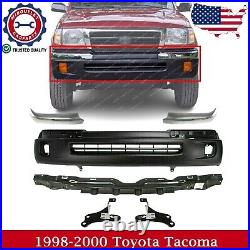 Front Bumper Primed + Trim End Bracket Kit For 1998-2000 Toyota Tacoma 6 Pcs