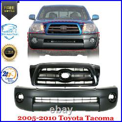 Front Grille Primed + Bumper Cover Textured Plastic For 2005-2010 Toyota Tacoma