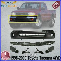 Front Primed Bumper + Brackets & Reinforcement For 1998-2000 Toyota Tacoma 4WD