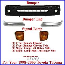 Front Textured Bumper Cover Chrome Trim & Signal Lamps LH+RH For 1998-00 Tacoma