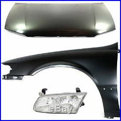 Hood Kit For 2000-2001 Toyota Camry 3pc Primed With Headlight And Fender